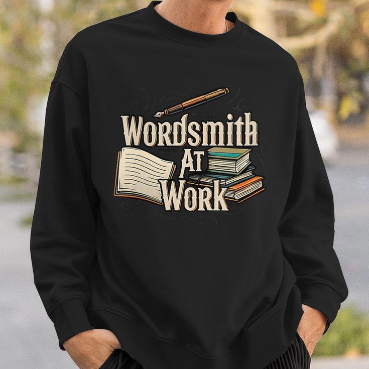 Wordsmith At Work Vintage Writer & Author Pen Book Lover Sweatshirt Gifts for Him