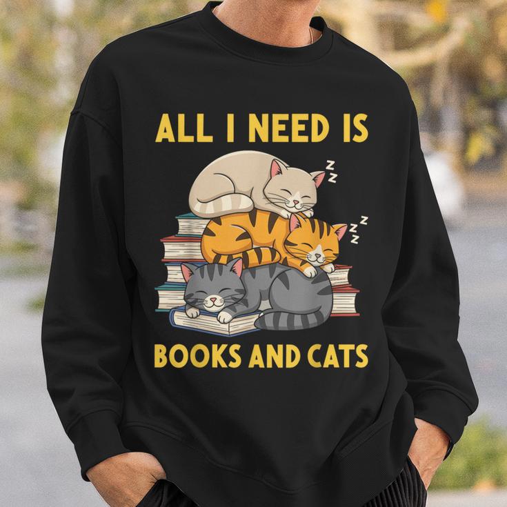 All I Need Is Books And Cats Sweatshirt Gifts for Him
