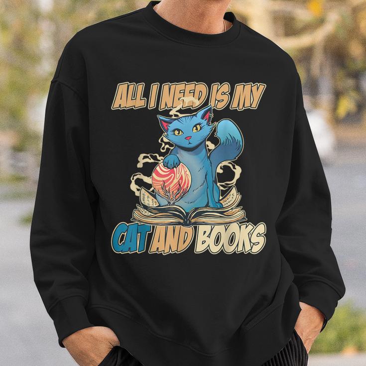 All I Need Is My Cat And Books Cute Cat Sweatshirt Gifts for Him