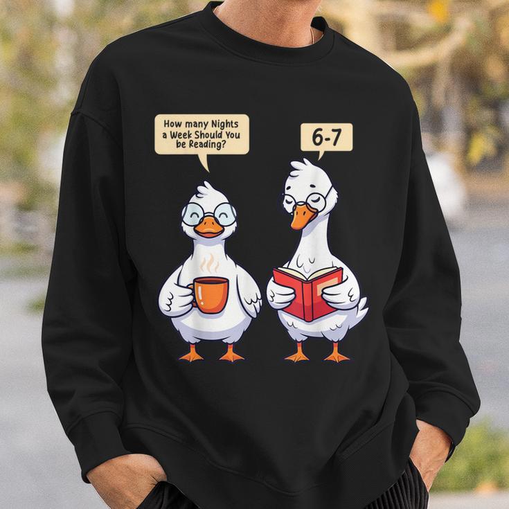 How Many Nights Reading Goose Book Lover Reader Sweatshirt Gifts for Him