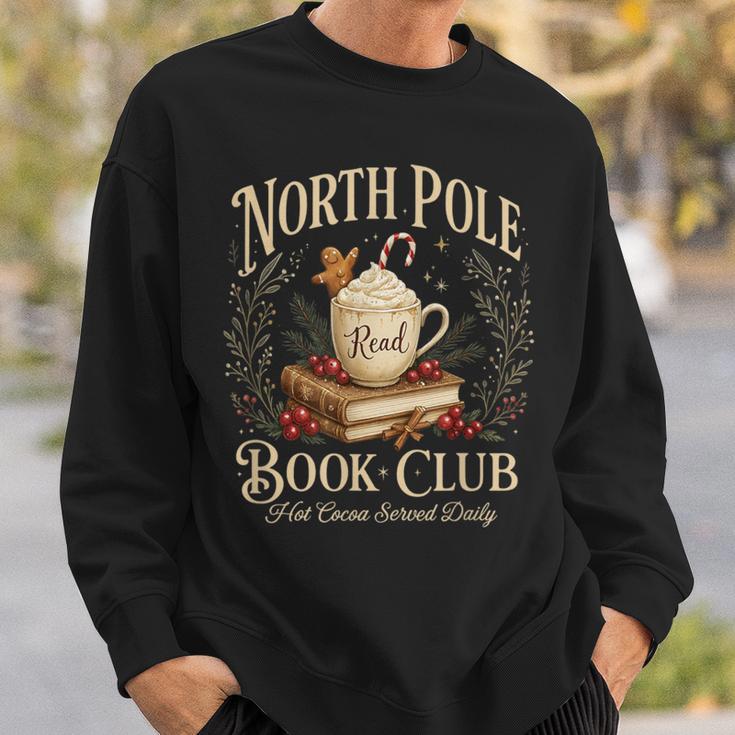 North Pole Book Club Christmas Reading Hot Cocoa Graphic Sweatshirt Gifts for Him