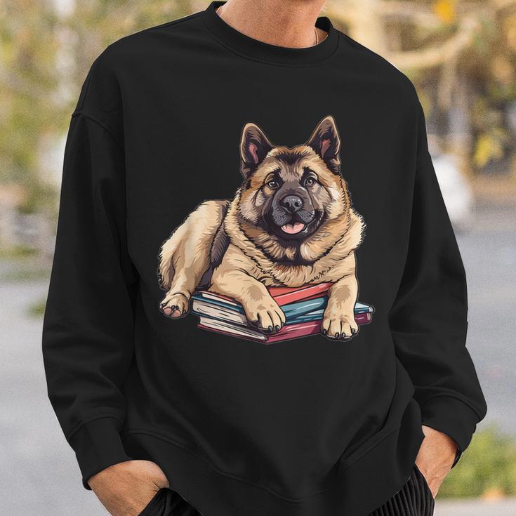 Norwegian Elkhound Books Reading Dog Breed Graphic Sweatshirt Gifts for Him