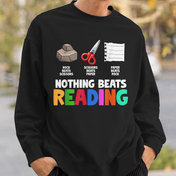 Nothing Beats Reading Rock Paper Scissors For Book Lover Sweatshirt Gifts for Him