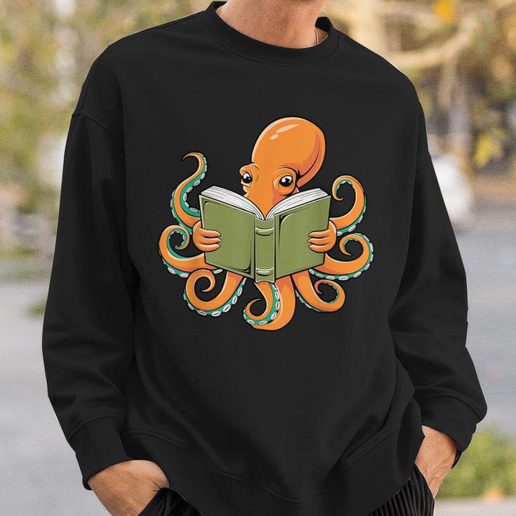 Octopus Reading Book Bookworm Librarian Women Men Kids Sweatshirt Gifts for Him