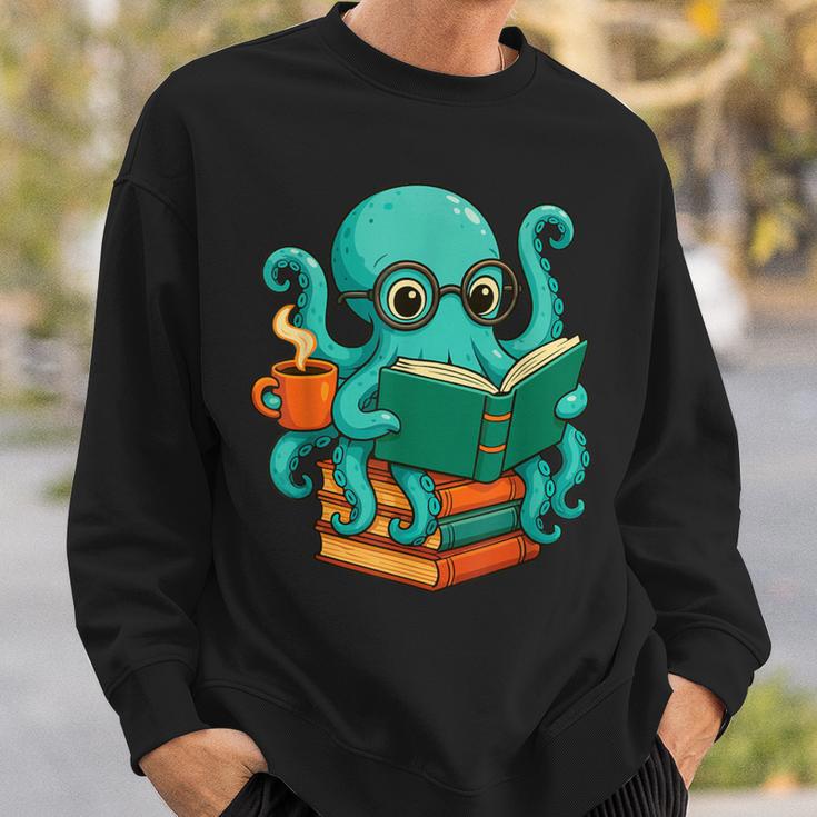 Octopus Reading Book Reading Bookworm Reader Sweatshirt Gifts for Him