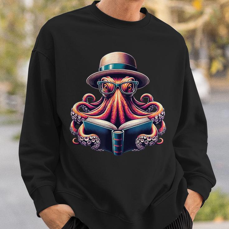 Octopus Reading Book Kraken Bookworm Sweatshirt Gifts for Him