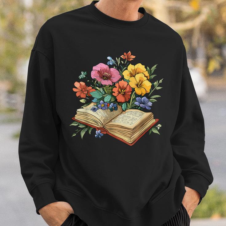 Open Book With Wildflowers Vintage Botanical Reading Sweatshirt Gifts for Him Open Book With Wildflowers Vintage Botanical Reading Sweatshirt Gifts for Him