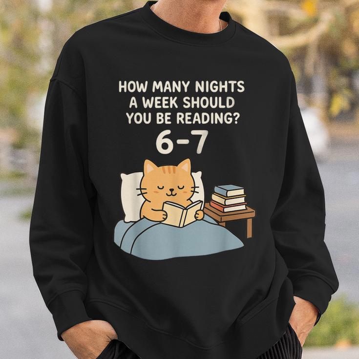 Orange Cat Reading Book 67 Six Seven Meme Sweatshirt Gifts for Him
