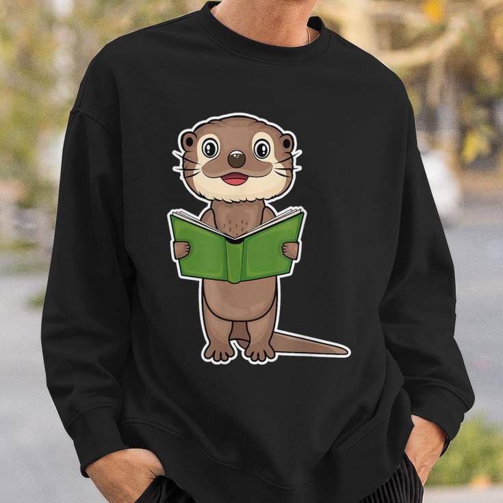 Otter Book Reading Bookaholics Sea Otter Lover Sweatshirt Gifts for Him