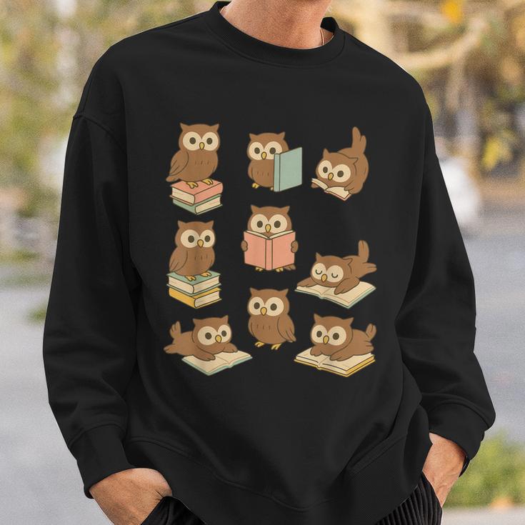 Owls Reading Books Owl Bird Lover Sweatshirt Gifts for Him Owls Reading Books Owl Bird Lover Sweatshirt Gifts for Him