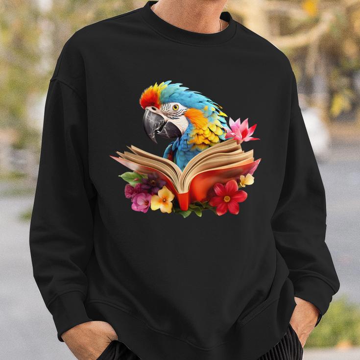 Parrot Reading Book Sweatshirt Gifts for Him Parrot Reading Book Sweatshirt Gifts for Him