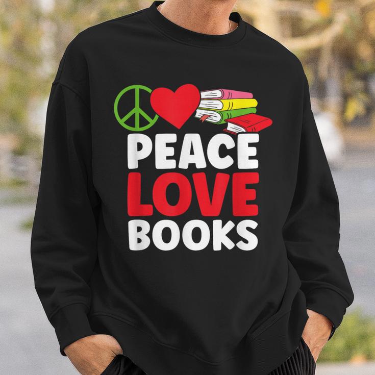 Peace Love Books Bookworm Book Lovers Sweatshirt Gifts for Him