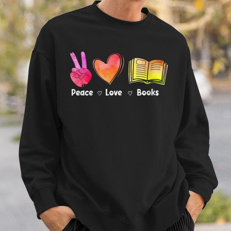 Peace Love Books Reader Librarian Library Book Sweatshirt Gifts for Him