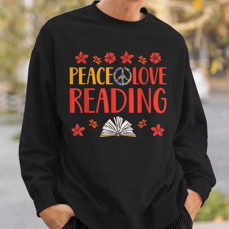 Peace Love Reading Book Nerd Book Geek Sweatshirt Gifts for Him