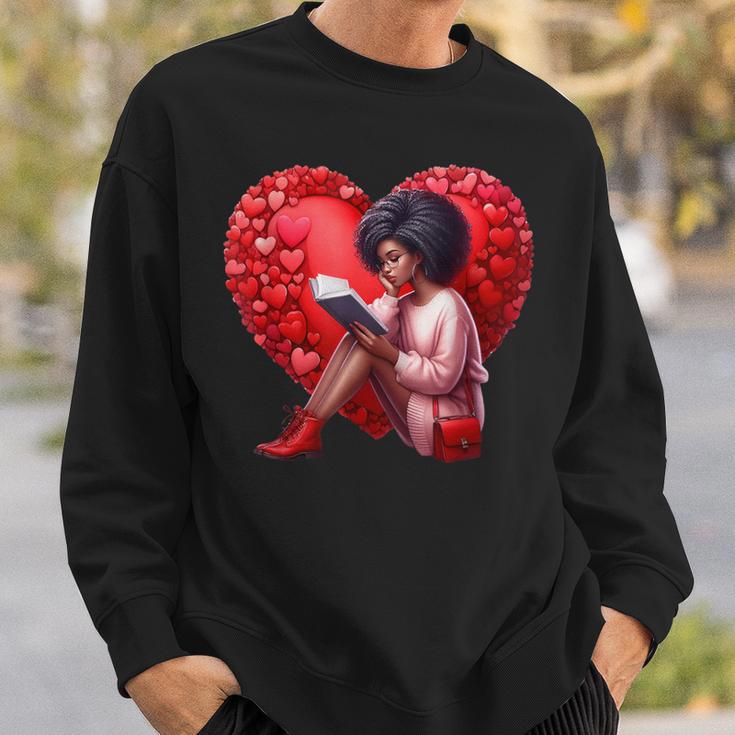 Pretty Girl With Book And Hearts For Valentine's Day Sweatshirt Gifts for Him
