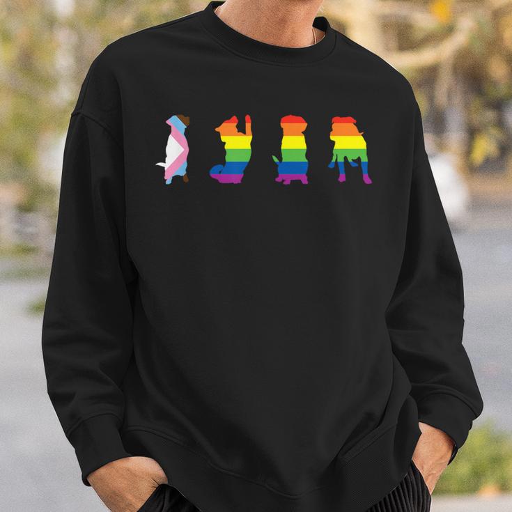 Progress Pride Cute Dog Lgbt プログレス ゲイ ペット好き スウェットシャツ 彼への贈り物