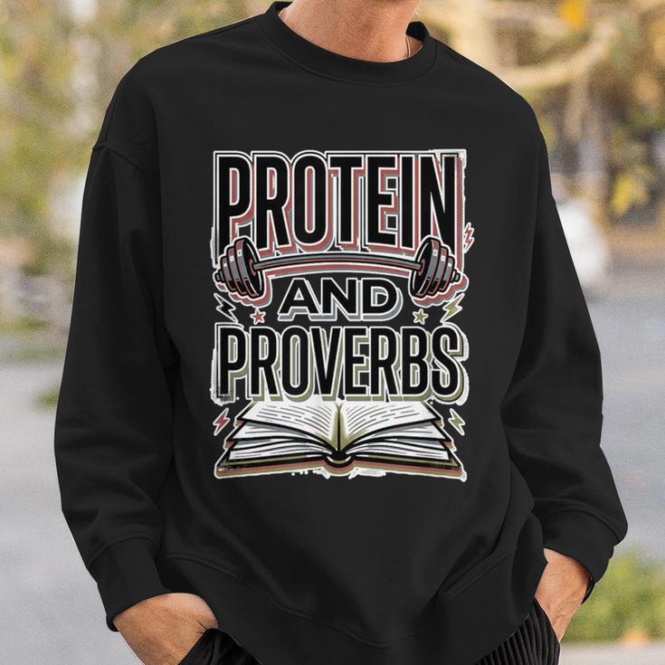Protein And Proverbs Protein Workout Wisdom Book Lover Gym Sweatshirt Gifts for Him Protein And Proverbs Protein Workout Wisdom Book Lover Gym Sweatshirt Gifts for Him