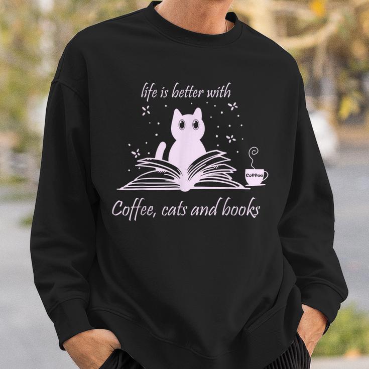 Quote With Coffee Cats And Book Reading Sweatshirt Gifts for Him