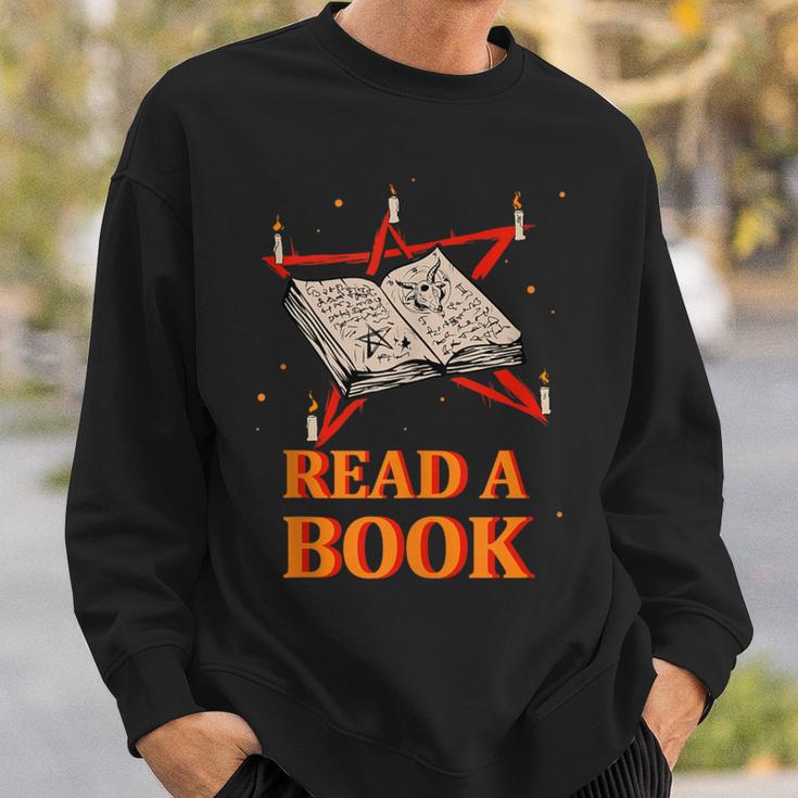 Read a Book Pentagram Satan Occult Goth Satanic Sweatshirt Gifts for Him