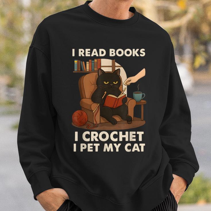 Read Books Crochet & Pet Lazy Cat Coffee Sweatshirt Gifts for Him