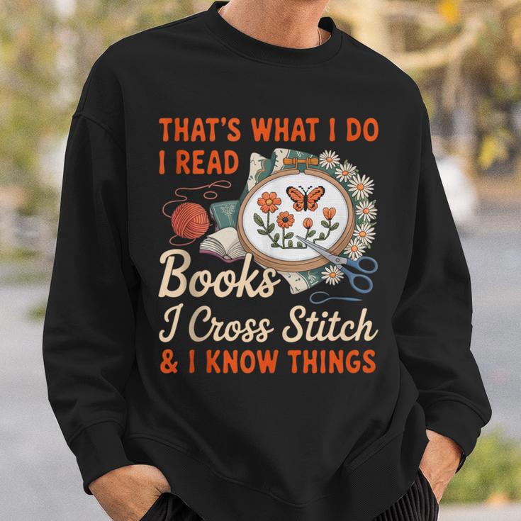 Read Books I Cross Stitch Sewing Stitcher Quilt Cross Stitch Sweatshirt Gifts for Him