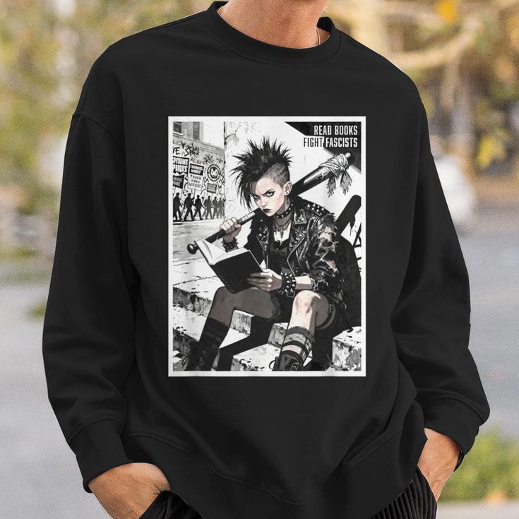Read Books Fight Fascists Punk Girl Sweatshirt Gifts for Him Read Books Fight Fascists Punk Girl Sweatshirt Gifts for Him