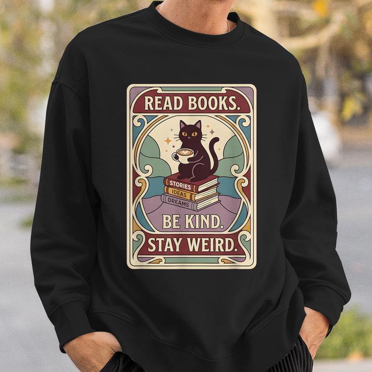 Read Books Be Kind Stay Weird Cat Tarot Card Coffee Reading Sweatshirt Gifts for Him Read Books Be Kind Stay Weird Cat Tarot Card Coffee Reading Sweatshirt Gifts for Him