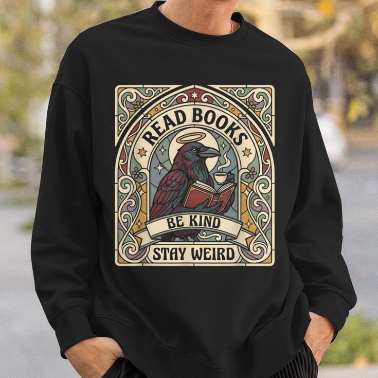 Read Books Be Kind Stay Weird Raven Tarot Reading Coffee Sweatshirt Gifts for Him
