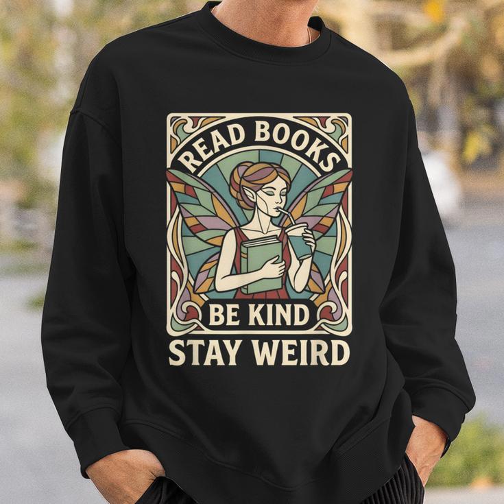 Read Books Be Kind Stay Weird Tarot Fairy Coffee Reading FAE Sweatshirt Gifts for Him