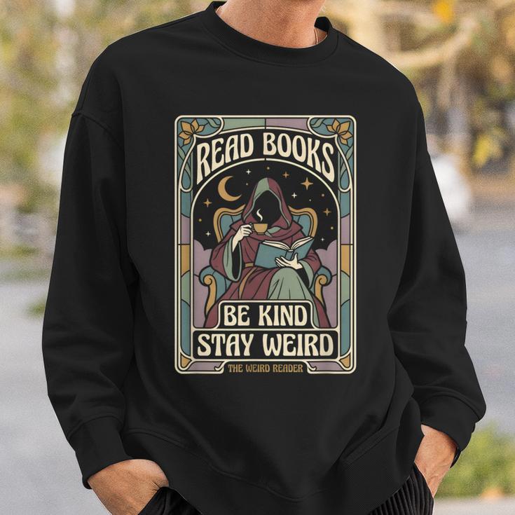 Read Books Be Kind Stay Weird Tarot Reaper Coffee Reading Sweatshirt Gifts for Him
