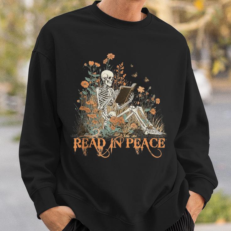 Read In Peace Skeleton Reading Book Halloween Bookish Sweatshirt Gifts for Him Read In Peace Skeleton Reading Book Halloween Bookish Sweatshirt Gifts for Him