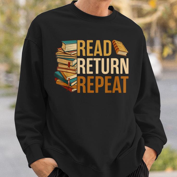 Read Return Repeat Cute Librarian Library Worker Book Lovers Sweatshirt Gifts for Him