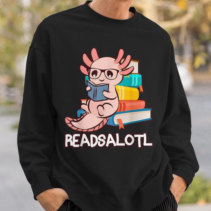 Readalotl a Kawaii Axolotl Reading a Book As Readsalotl Sweatshirt Gifts for Him