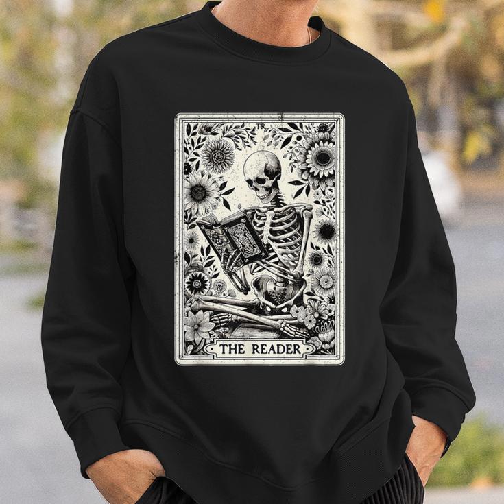 The Reader Skeleton Book Lover Tarot Card Reading Book Sweatshirt Gifts for Him