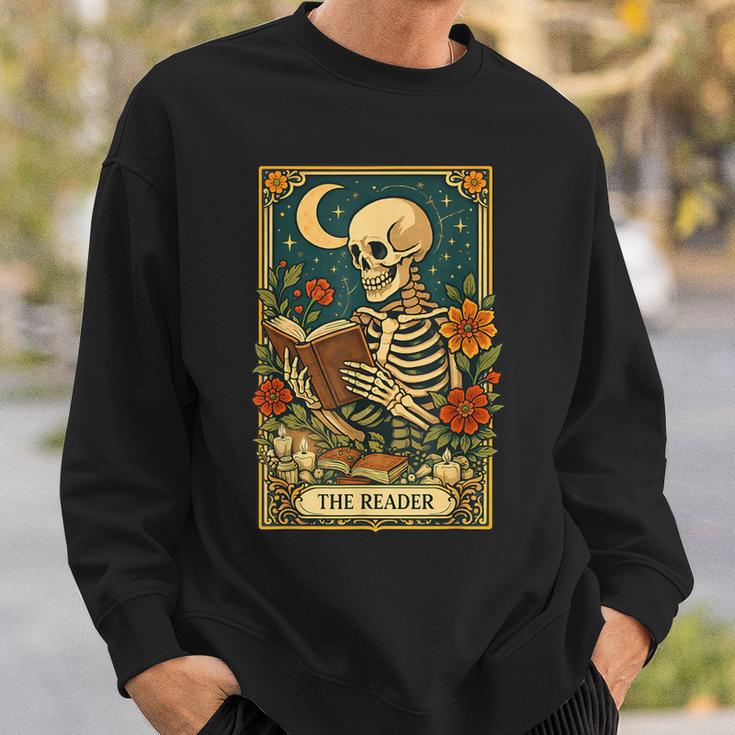 The Reader Skeleton Reading Books Tarot Card Dark Academia Sweatshirt Gifts for Him