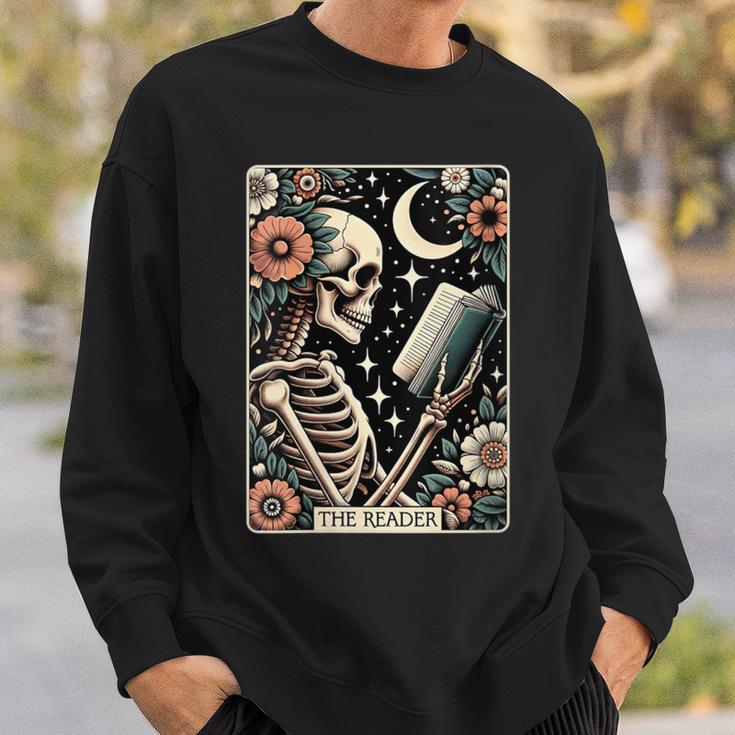 The Reader Tarot Card Skeleton Reading Book Bookworm Bookish Sweatshirt Gifts for Him The Reader Tarot Card Skeleton Reading Book Bookworm Bookish Sweatshirt Gifts for Him