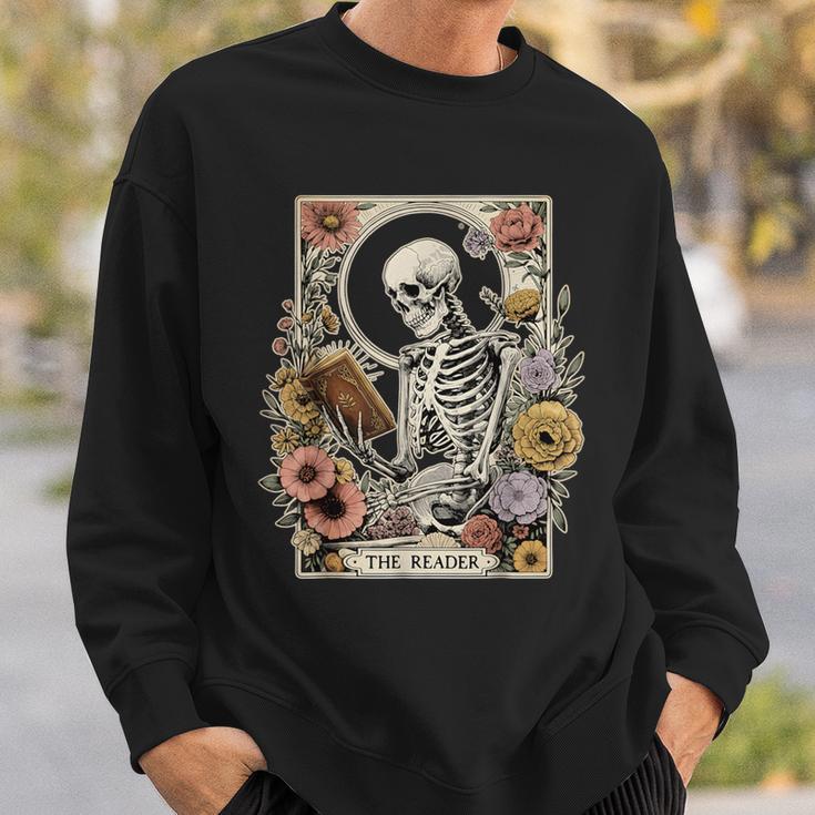 The Reader Tarot Card Skeleton Reading Book Sweatshirt Gifts for Him