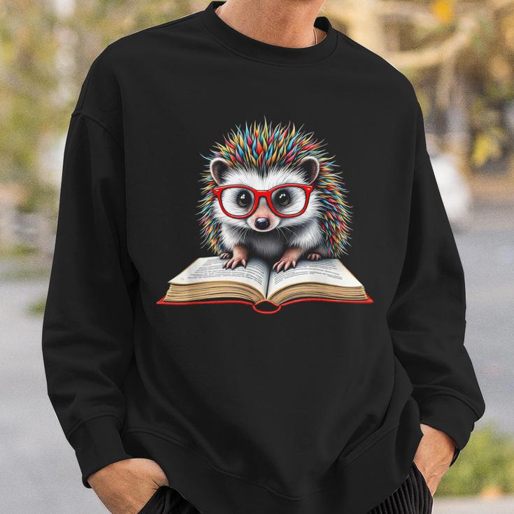 Reading Book Hedgehog Sweatshirt Gifts for Him Reading Book Hedgehog Sweatshirt Gifts for Him