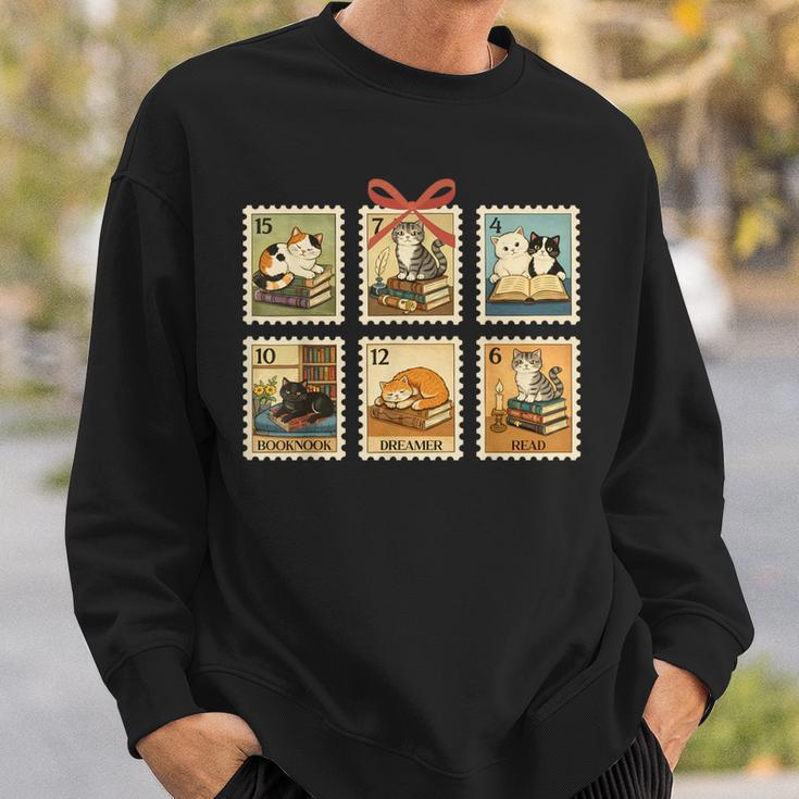 Reading Book Lover Bookish Cat Mom Cat Reading Books Stamps Sweatshirt Gifts for Him Reading Book Lover Bookish Cat Mom Cat Reading Books Stamps Sweatshirt Gifts for Him