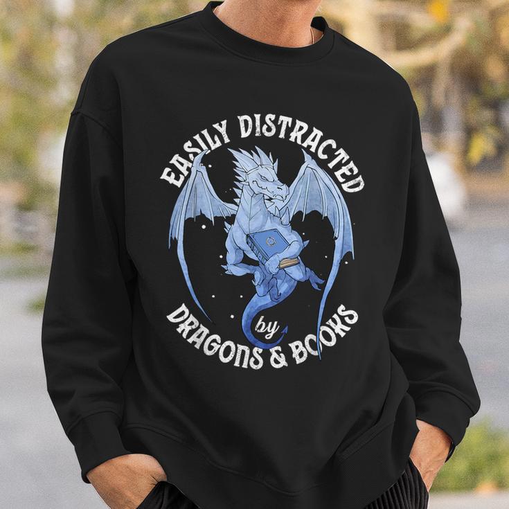 Reading Dragon Easily Distracted By Books Lover Bookworm Sweatshirt Gifts for Him Reading Dragon Easily Distracted By Books Lover Bookworm Sweatshirt Gifts for Him