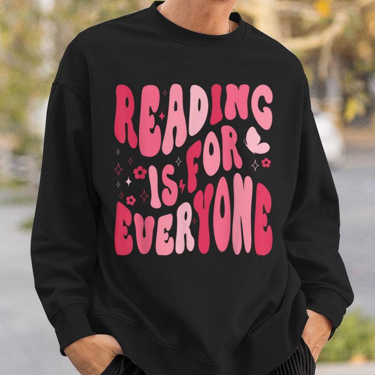 Reading Is For Everyone Books Lover Librarian Bookish Groovy Sweatshirt Gifts for Him