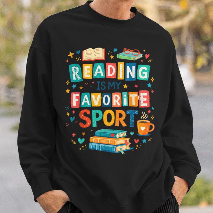 Reading Is My Favorite Sport Colorful Books Readers Teachers Sweatshirt Gifts for Him