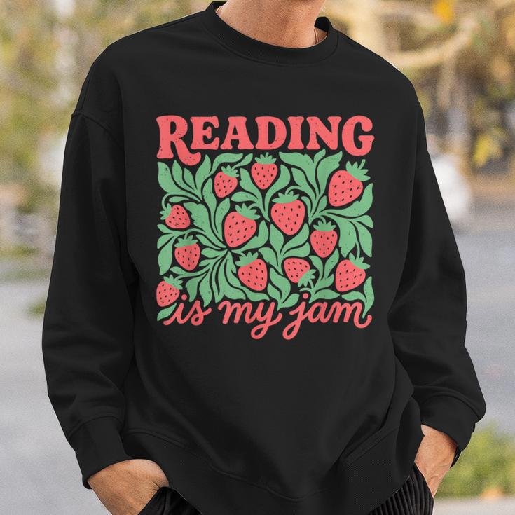 Reading Is My Jam Strawberry Bookish Book Lover Reader Nerd Sweatshirt Gifts for Him