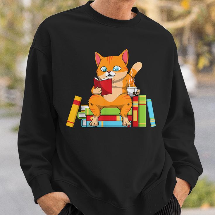 Reading For Men Women Books Cat Reading Lover Sweatshirt Gifts for Him
