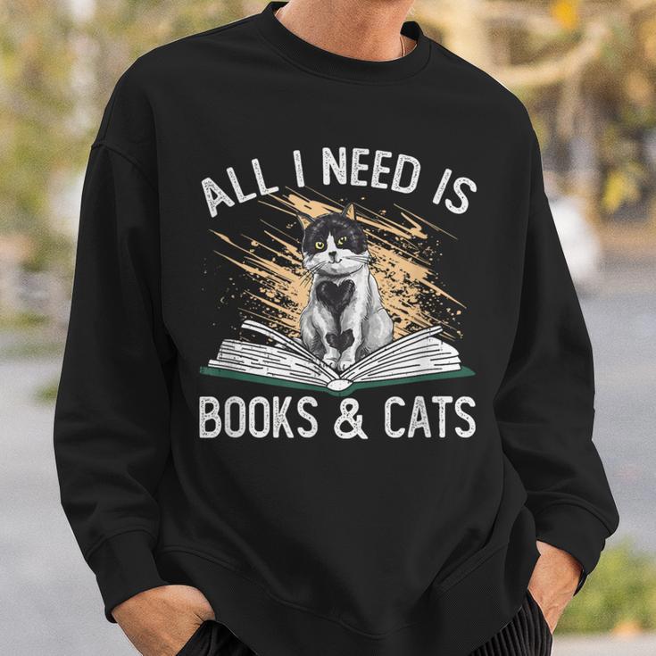 Reading All I Need Is Books & Cats Sweatshirt Gifts for Him
