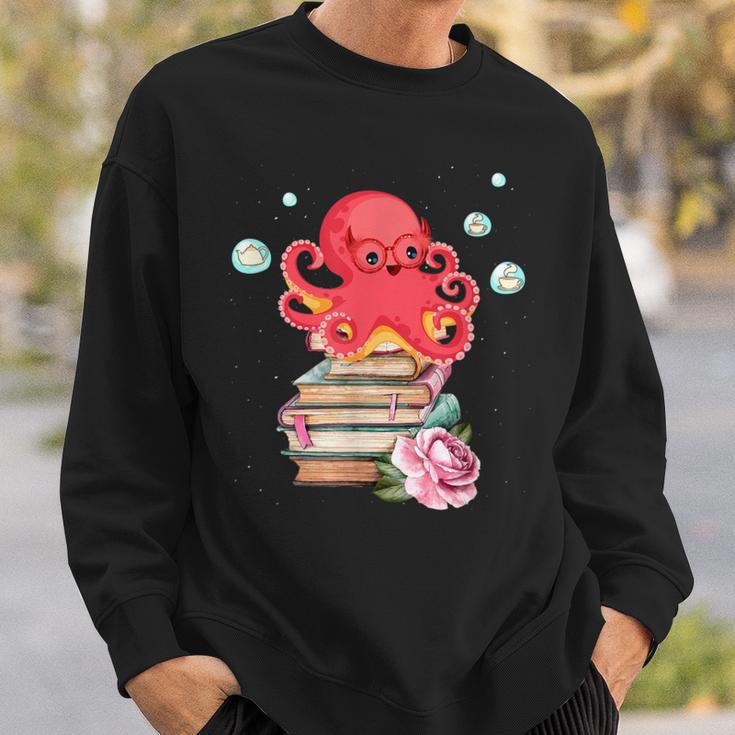 Reading Octopus Tea Coffee And Books Lover Sweatshirt Gifts for Him