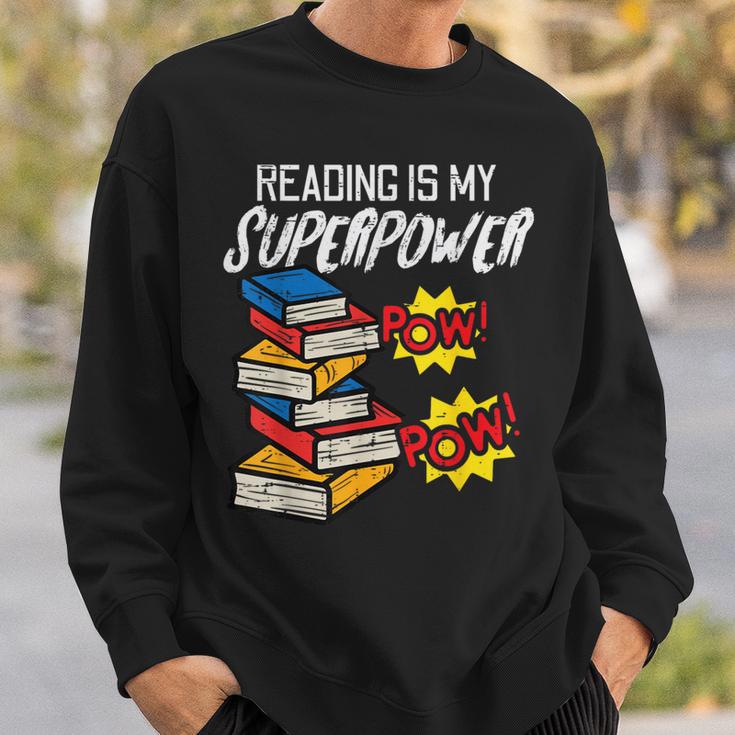 Reading Is My Superpower Book Lover Bookworm Librarian Sweatshirt Gifts for Him