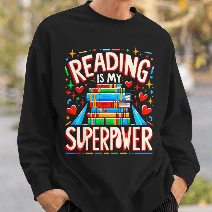 Reading Is My Superpower Bookworm Book Lover Sweatshirt Gifts for Him