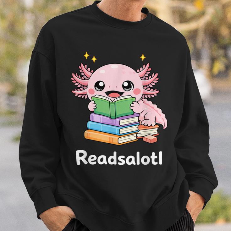 Readsalotl Axolotl Book Reading Sweatshirt Gifts for Him