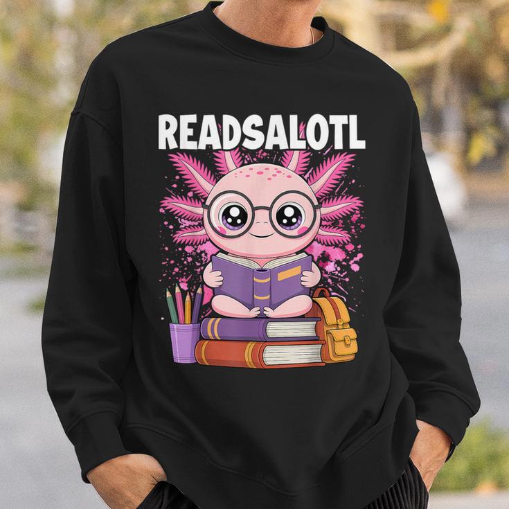 Readsalotl Axolotl Reading Book Bookworm Sweatshirt Gifts for Him